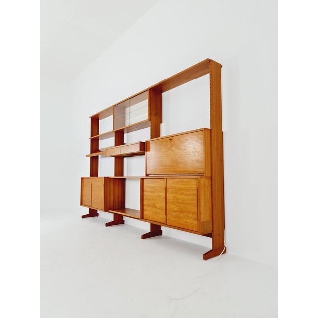 Danish teak room divider vintage library bookcase Modular shelf-system by L Chr Larsen & Søn, 1960s Bookcase - Mobile Bar...