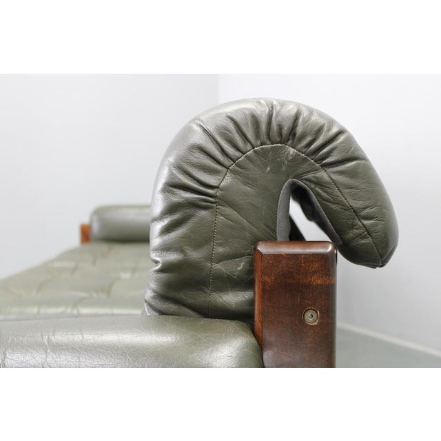 Mid-Century Green Leather Sofa, Czechoslovakia, 1970s For Sale - Image 10 of 18