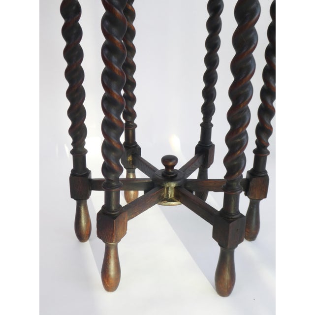Hexagonal Barley Twist Side Table in Oak For Sale - Image 3 of 11
