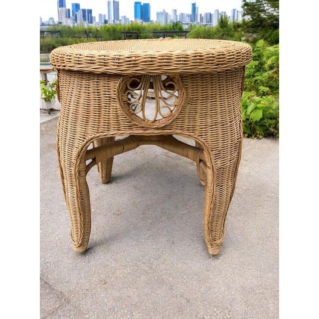 Bamboo Wicker Side Table For Sale - Image 4 of 10