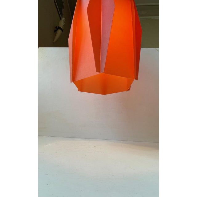 Red Mid-Century Orange Harlequin Hanging Lamp by Lars Eiler Schiøler for Hoyrup, 1960s For Sale - Image 8 of 10