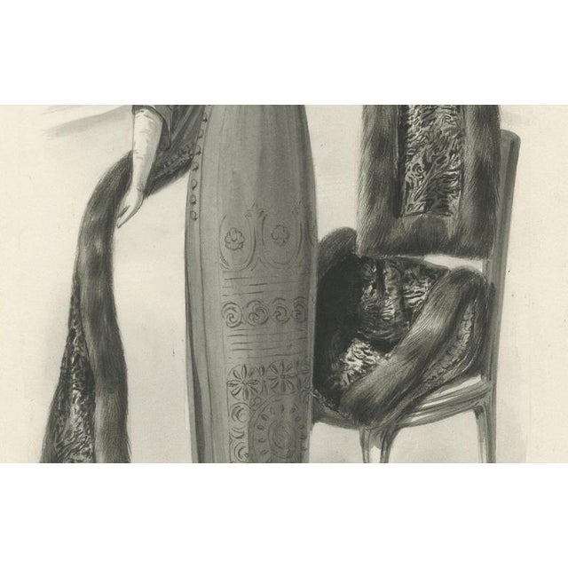 Ferdinand-Léon Ménétrier, Fur Fashion Design, 1910, Watercolor and Gouache on Cardboard For Sale - Image 6 of 10