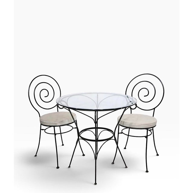 Late 20th Century Late 20th Century 3 Pc. Wrought Iron Garden Patio Poolside Cafe Bistro Set For Sale - Image 5 of 15