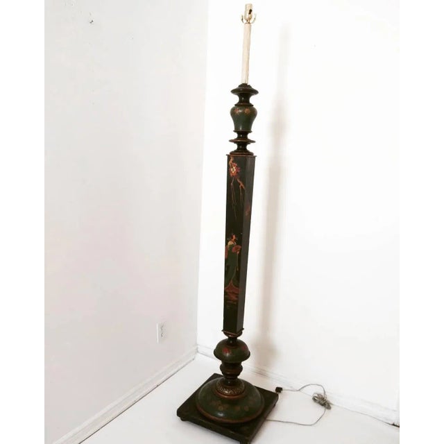 Vintage Asian Hand Painted Floor Lamp For Sale In Los Angeles - Image 6 of 13