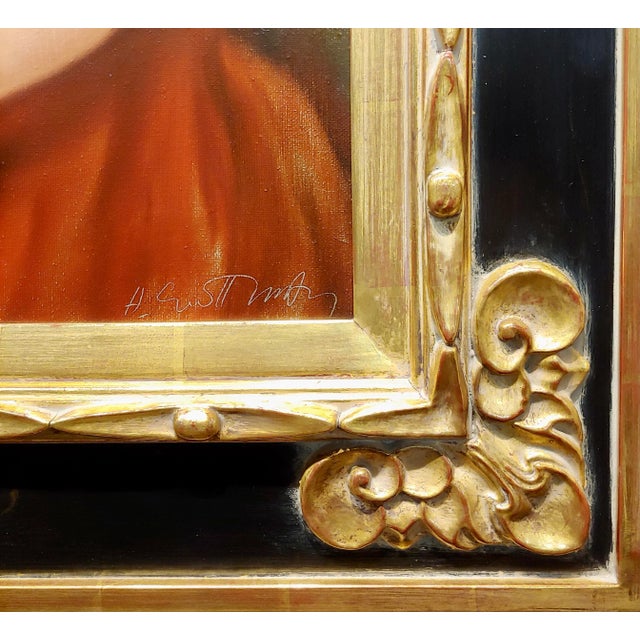 1990s Harry Guttman -Nude Female on a Red Velvet -Oil Painting For Sale - Image 5 of 10