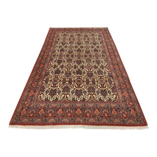 Bidjar Rug 6’11” X 10’1” Ivory Wool Vintage Traditional Hand-Knotted Carpet For Sale