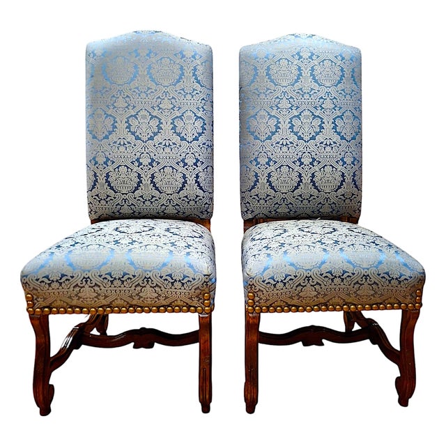 Pair of Louis XIII-style “Os De Mouton” Upholstered Side Chairs For Sale