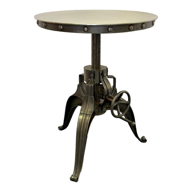 Industrial Style Height Adjustable Steel Side Table With Turning Telescopic Design For Sale