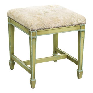 Antique Dutch Wooden Ottoman in Fabric with Floral Pattern For Sale