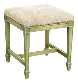 Antique Dutch Wooden Ottoman in Fabric with Floral Pattern