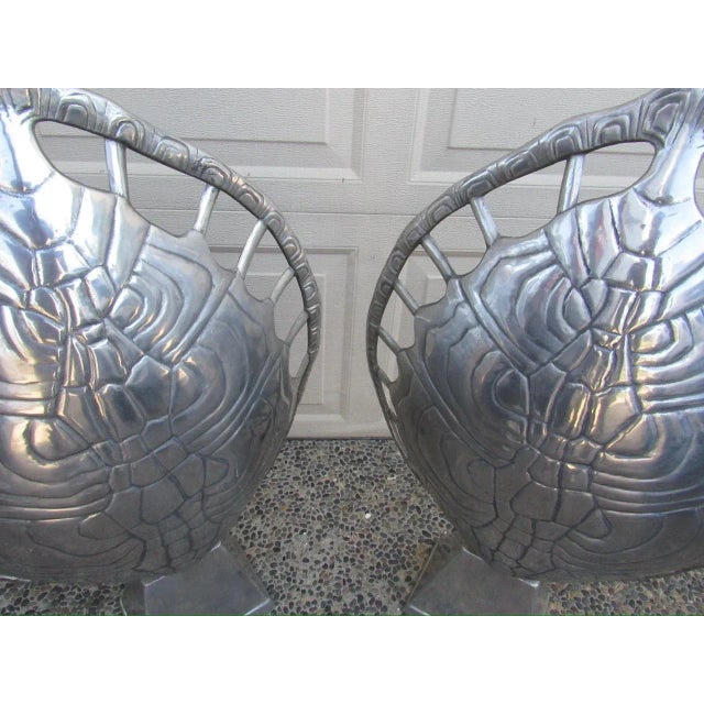 Arthur Court Pair of Arthur Court Aluminum Turtle Shell Lamps For Sale - Image 4 of 18