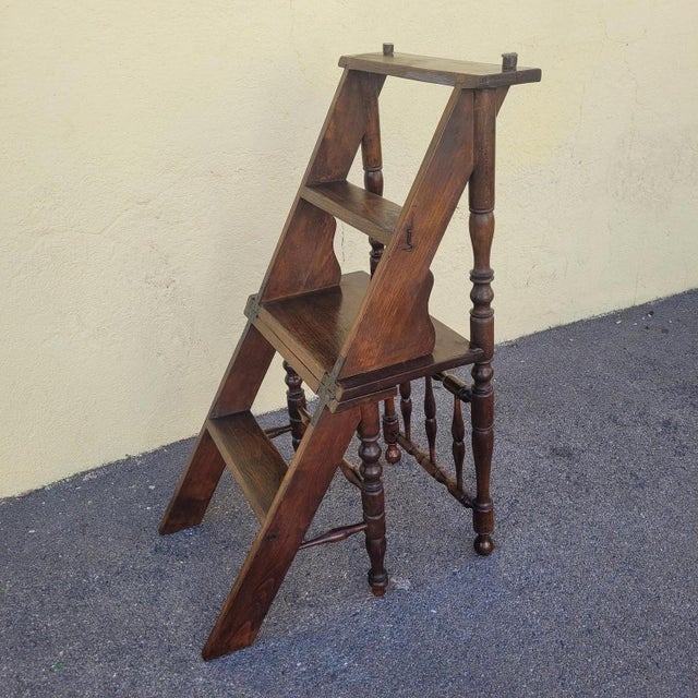 19th Century Convertible Library Step Stool Chair For Sale - Image 10 of 15