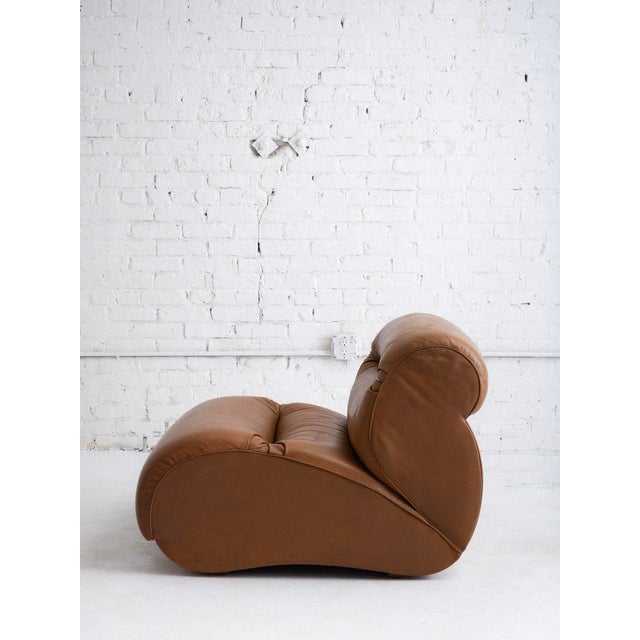 Space Age Italian Leather Lounge Chair For Sale In New York - Image 6 of 12