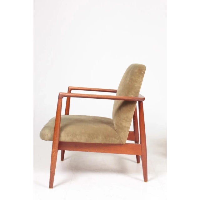 Set of Teak and Velvet Lounge Chairs from C.B. Hansen, 1950s For Sale - Image 6 of 13