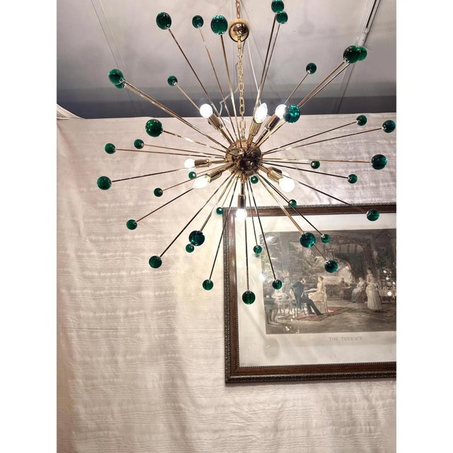 Green Star Murano Glass Sputnik Light by Simoeng For Sale - Image 4 of 11