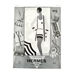 1928 French Vintage Art Deco Hermes Fashion Advertisement Print by Illustrator Reynaldo Luza