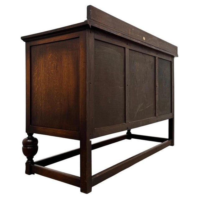 Brown Early 20th Century Antique English Jacobean Oak Sideboard For Sale - Image 8 of 14