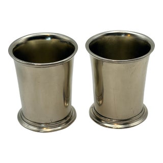 Late 20th Century Match Pewter Italian Footed Tumblers by Giorgio Tabellini – Pair For Sale