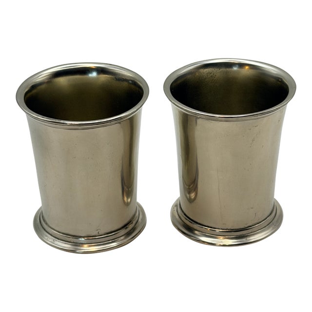 Late 20th Century Match Pewter Italian Footed Tumblers by Giorgio Tabellini – Pair For Sale