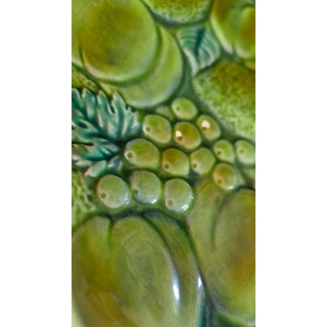 1960s Inarco Japan E2606 Green Majolica-Style Fruit Pedestal Compote For Sale - Image 13 of 18