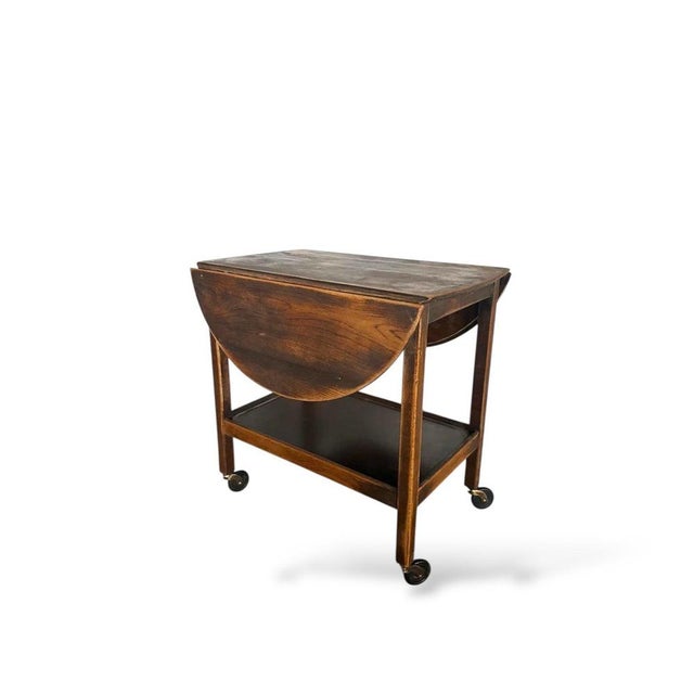 Antique Oak Folding Drinks Trolley on Castors For Sale - Image 5 of 7