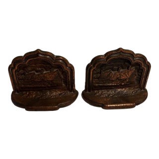 1930s Stratford on Avon England Bronze Bookend Pair, Shakespeare's Home For Sale