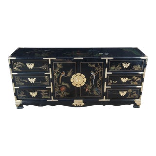 Vintage Tansu Style Chinoiserie Lowboy Credenza Buffet Dresser Sideboard Cabinet For Sale
