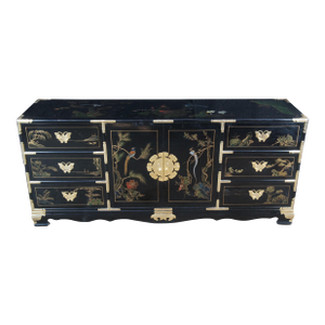 Vintage Tansu Style Chinoiserie Lowboy Credenza Buffet Dresser Sideboard Cabinet