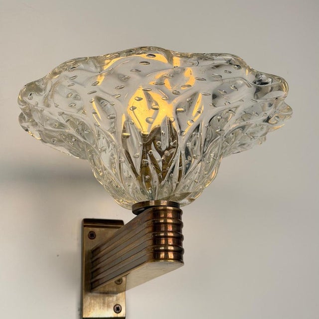 Sculptural Bullicante Glass Wall Sconces from Barovier & Toso, 1940s, Set of 2 For Sale - Image 15 of 18