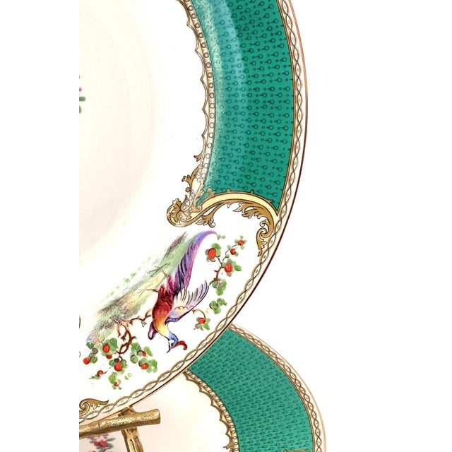 Early 20th Century Myott Staffordshire Green Chelsea Bird Dinner Plates- Set of 12 For Sale In New York - Image 6 of 9