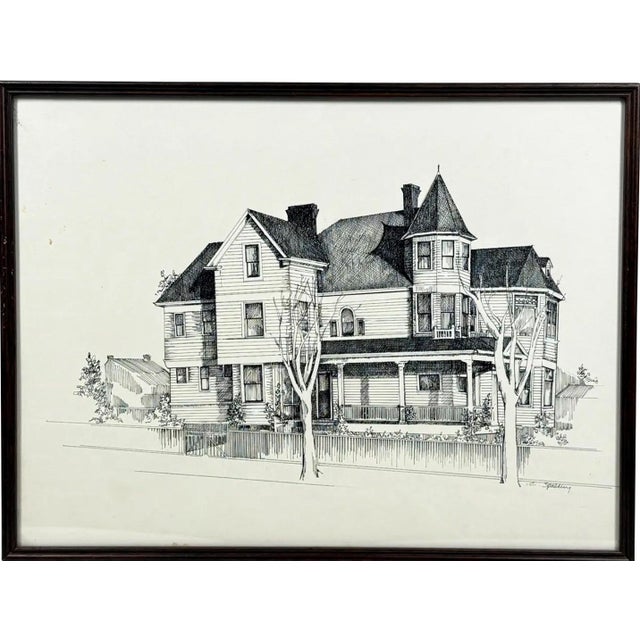 1970s Original Pen & Ink Rendering of Seattle’s Historic Ward-Heintz House For Sale - Image 9 of 12