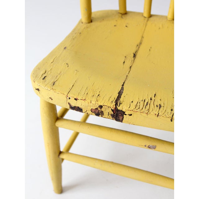 Yellow Antique Yellow Painted Windsor Spindle Back Chair For Sale - Image 8 of 12