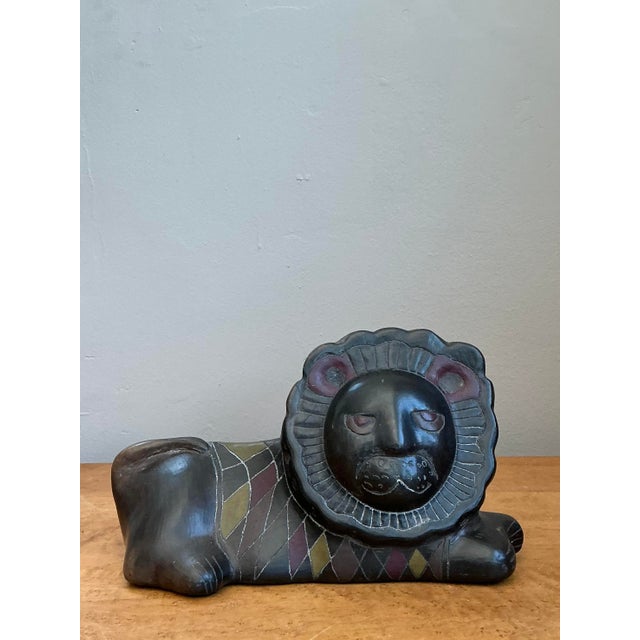 Mid-Century Modern Vintage Original Pottery Lion For Sale - Image 3 of 12