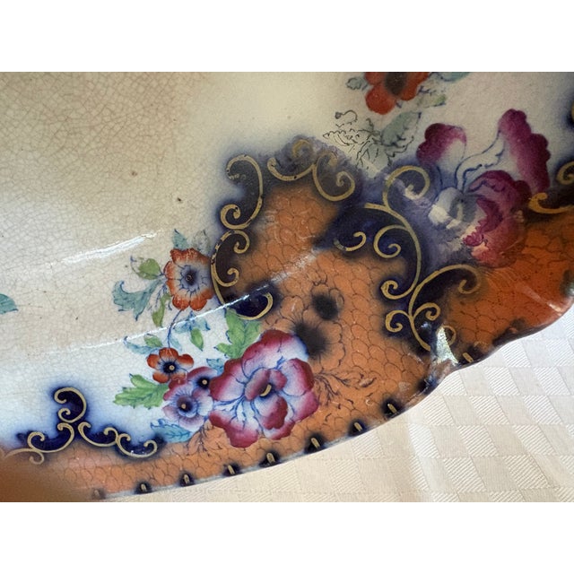 Ceramic Large Mid 19th Century Unmarked Polychrome Platter For Sale - Image 7 of 18