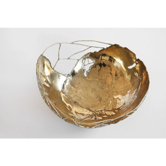 Contemporary Large Brass Bark Bowl from Dal Furlo For Sale - Image 3 of 6