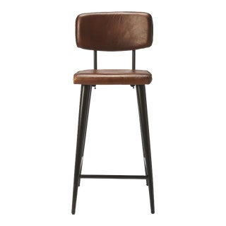 Saddle Leather 26" Counter Stool, Dark Brown For Sale