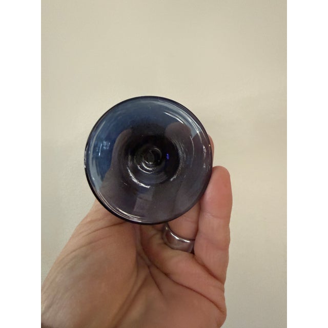 Vintage Libbey Smoky Daisy Dogwood Wine Glasses Set of Three Hand-Painted Mid-Century Stemware For Sale In Chicago - Image 6 of 6