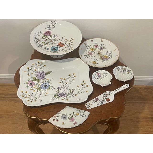 Ceramic Mid 20 Th C Limoges France 7 PCS Porcelain Set Handpainted Botanical For Sale - Image 7 of 14