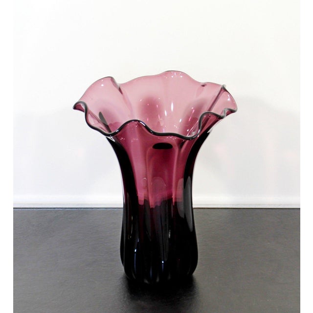 MidCentury Modern Purple Glass Vase Flower Organic Shape Chairish