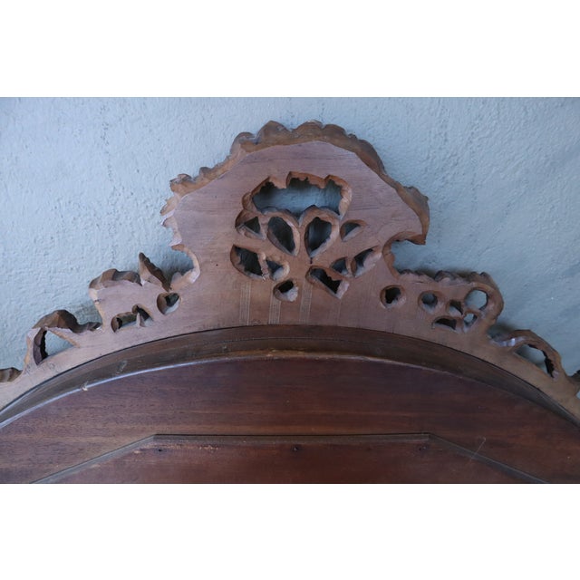 Antique French Carved Walnut Arch Mercury Mirror For Sale - Image 10 of 12