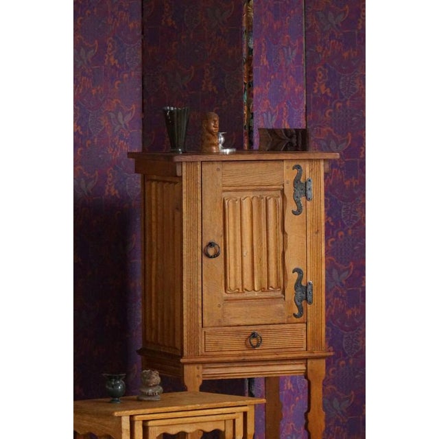 Scandinavian Narrow Oak Cabinet, 1950s For Sale - Image 16 of 17