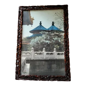 Early 20th Century Chinese Hand-Tinted Architectural Photograph, Framed