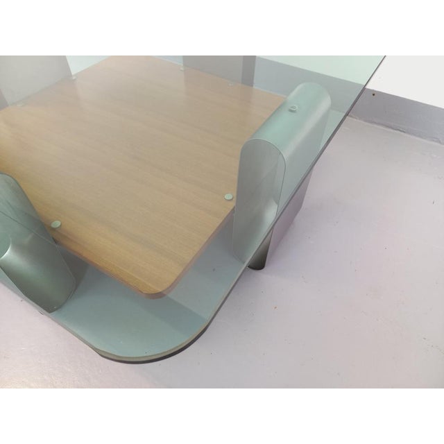 Square Coffee Table with 2 Trays in Teak & Steel, 1970s For Sale - Image 6 of 16