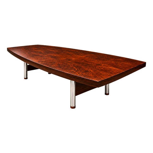 Brazilian Modern "Beg" Dining Table in Brazilian Rosewood and Chrome by Sergio Rodrigues, Brazil, 1960s For Sale