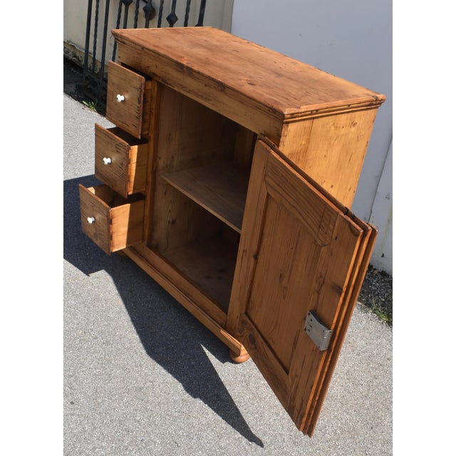 Pine Three Drawer Czech Bread Cupboard For Sale - Image 10 of 14