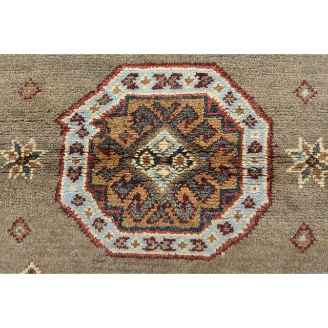 Textile Kazak Rug 2’11” X 4’11” Brown Wool Tribal Hand-Knotted Oriental Carpet For Sale - Image 7 of 12