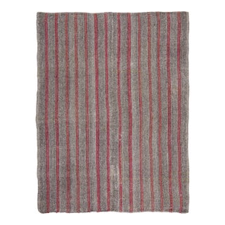 Vintage Turkish Kilim Exotic Yarn Rug With Red Stripes by Rug & Kilim, 1950-1959 For Sale