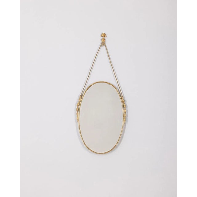 Modern Vintage Wall Mirror in Decorated Brass, 1950s For Sale - Image 3 of 8