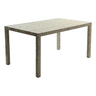 Vintage Custom Faux Bois Edelman Leather Parsons Dining or Writing Table For Sale
