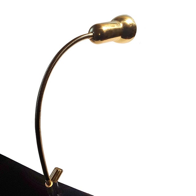 Vintage Italian Adjustable Brass Gooseneck Clamp Lamp, 1960s For Sale - Image 4 of 9
